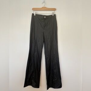 Black Faux Leather Wide-Leg Pants